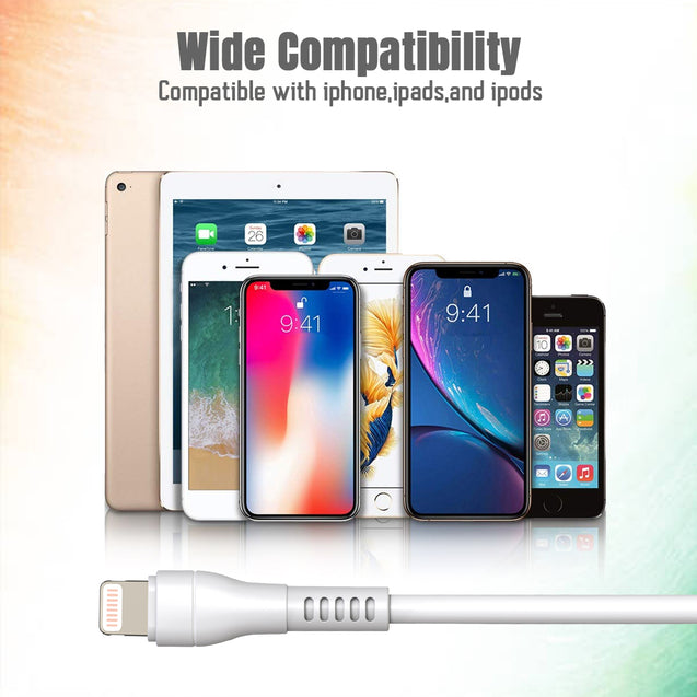 pTron Solero i241 1meter 2.4A Lighting to USB Fast Charging Data & Sync USB Cable Compatible for iPhone/iPad, Made in India Durable & Tangle-Free Charging Cable (White)