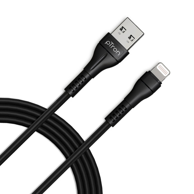 pTron Solero i241 1meter 2.4A Lighting to USB Fast Charging Data & Sync USB Cable Compatible for iPhone/iPad, Made in India Durable & Tangle-Free Charging Cable (Black)