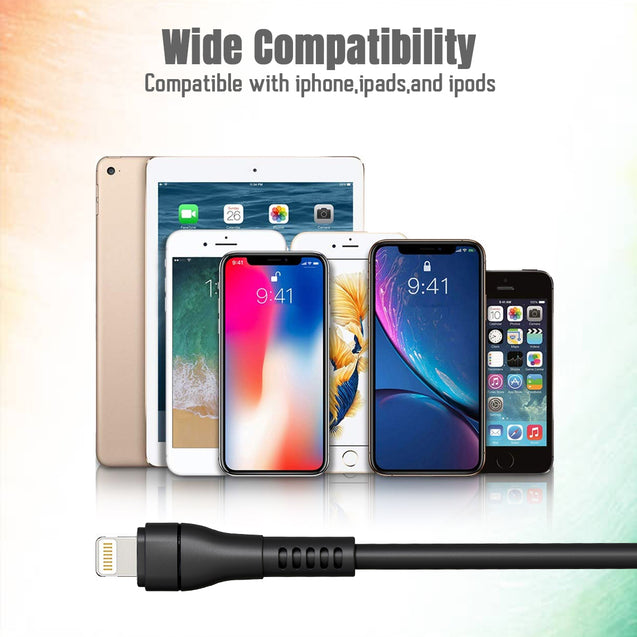 pTron Solero i241 1meter 2.4A Lighting to USB Fast Charging Data & Sync USB Cable Compatible for iPhone/iPad, Made in India Durable & Tangle-Free Charging Cable (Black)