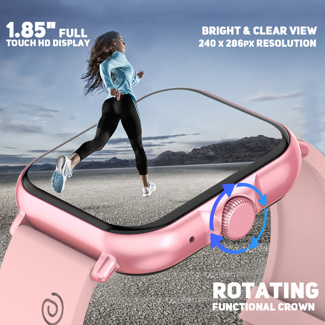pTron Force X12N Bluetooth Calling Smartwatch, 1.85" Full Touch Display, Heart Rate Check, SpO2, Watch Faces, Voice Assistance, Inbuilt Games, 5 Days Battery & IP68 Waterproof (Pink)