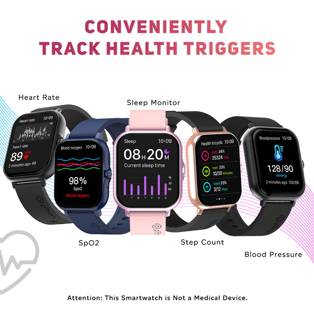 pTron Force X12N Bluetooth Calling Smartwatch, 1.85" Full Touch Display, Heart Rate Check, SpO2, Watch Faces, Voice Assistance, Inbuilt Games, 5 Days Battery & IP68 Waterproof (Pink)