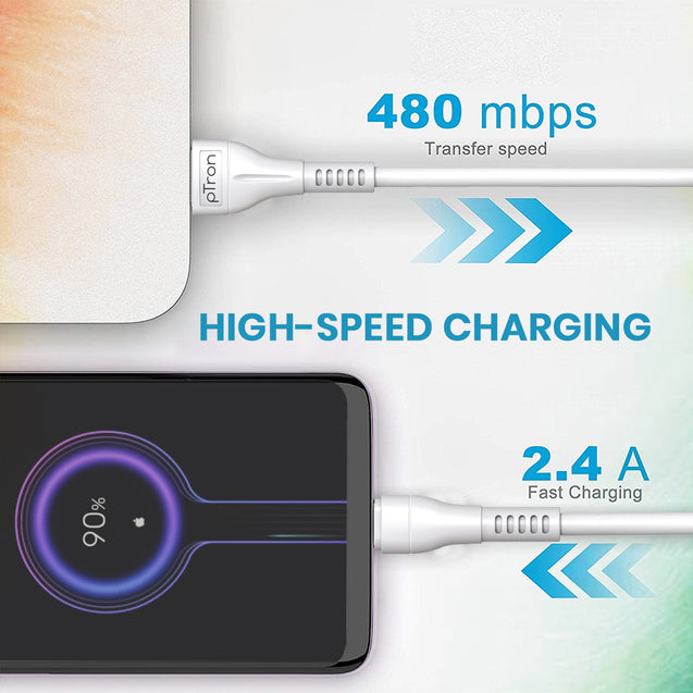 pTron Volta FC12 20W QC3.0 Smart USB Charger with 1m iOS USB Cable, Made in India, Auto-detect Technology, Multi-Layer Protection Travel Adapter, Fast Charging Power Adaptor for iOS Devices (White)
