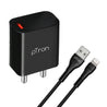 pTron Volta FC12 20W QC3.0 Smart USB Charger with 1m iOS USB Cable, Made in India, Auto-detect Technology, Multi-Layer Protection Travel Adapter, Fast Charging Power Adaptor for iOS Devices (Black)