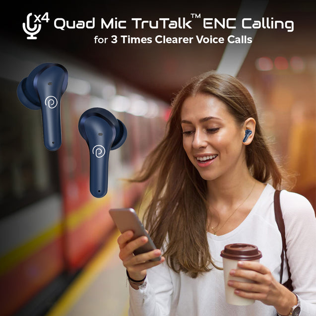 pTron Zenbuds Pro1 Max ANC Earbuds, 30dB Active Noise Cancellation, 80Hrs Playtime, Quad Mic ENC Calls, Deep Bass Drivers, BT5.3 In-Ear Wireless Headphones & Type-C Fast Charging (Blue)