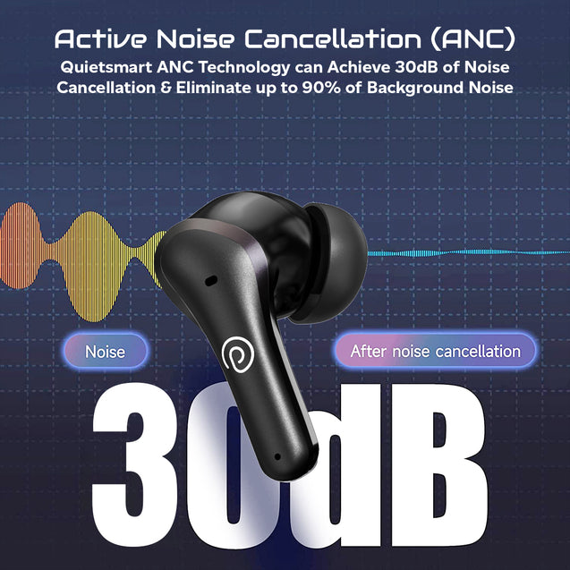 pTron Zenbuds Pro1 Max ANC Earbuds with 30dB Active Noise Cancellation, 80Hrs Playtime, Quad Mic ENC Calls, 13mm Deep Bass Drivers, Bluetooth 5.3 Wireless Headphones, Type-C Fast Charging &amp; IPX5 Water Resistant (Black)