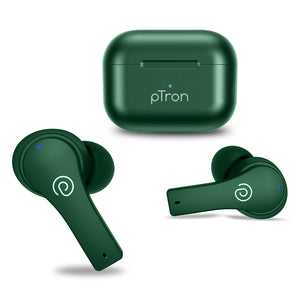 pTron Bassbuds Tango in-Ear TWS Earbuds, TruTalk AI-ENC Calls, Movie Mode, 40Hrs Playtime, Bluetooth 5.1 Headphone with HD Mics, Touch Control, IPX4 Water-Resistant & Type-C Fast Charging (Green)
