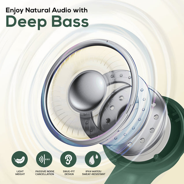 pTron Bassbuds Tango in-Ear TWS Earbuds, TruTalk AI-ENC Calls, Movie Mode, 40Hrs Playtime, Bluetooth 5.1 Headphone with HD Mics, Touch Control, IPX4 Water-Resistant & Type-C Fast Charging (Green)