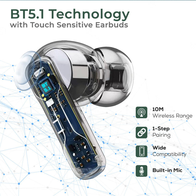 pTron Bassbuds Tango in-Ear TWS Earbuds, TruTalk AI-ENC Calls, Movie Mode, 40Hrs Playtime, Bluetooth 5.1 Headphone with HD Mics, Touch Control, IPX4 Water-Resistant & Type-C Fast Charging (Green)