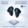 pTron Bassbuds B21 Truly Wireless TWS Earbuds with mic, Immersive Sound, Stereo Calls, 24Hrs Playtime, Lightweight BT5.2 Wireless Headphones, Touch Control, Voice Assist & IPX4 Water Resistant (Blue)