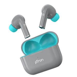 pTron Bassbuds Neo TWS Earbuds with HD Mic (Grey)