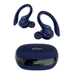 pTron Bassbuds Sports V3 Wireless in-Ear TWS Earbuds with Mic, TruTalk AI-ENC Stereo Calls, Game/Music Modes, 36Hrs Playtime, BT5., Type-C Fast Charging & IPX5 Water Resistant (Blue)