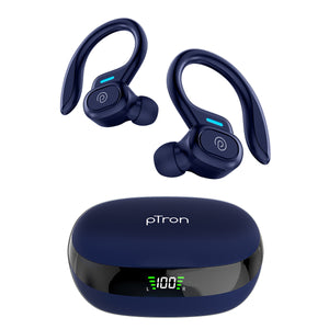 pTron Bassbuds Sports V3 Wireless in-Ear TWS Earbuds with Mic, TruTalk AI-ENC Stereo Calls, Game/Music Modes, 36Hrs Playtime, BT5., Type-C Fast Charging & IPX5 Water Resistant (Blue)