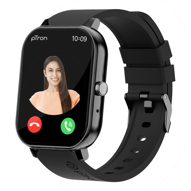 pTron Force X10S Smartwatch with Bluetooth Calling, 1.85" Full Touch Display, 600 NITS Brightness, HR, SpO2, Watch Faces, Voice Assistant, 5days Battery Life & IP68 Waterproof (Black)