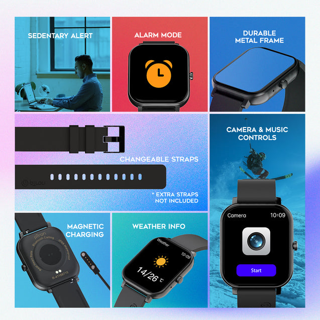 pTron Force X10S Smartwatch with Bluetooth Calling, 1.85" Full Touch Display, 600 NITS Brightness, HR, SpO2, Watch Faces, Voice Assistant, 5days Battery Life & IP68 Waterproof (Black)