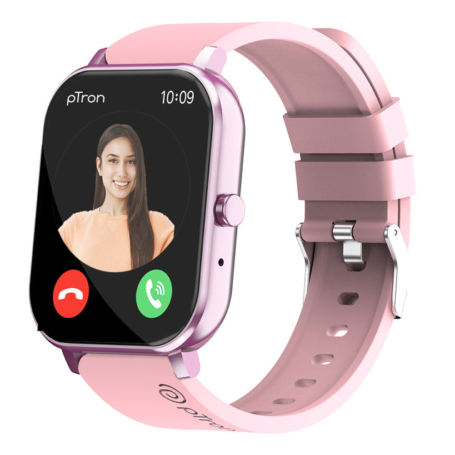 pTron Force X10S Smartwatch with Bluetooth Calling, 1.85" Full Touch Display, 600 NITS Brightness, HR, SpO2, Watch Faces, Voice Assistant, 5 days Battery Life & IP68 Waterproof (Pink)