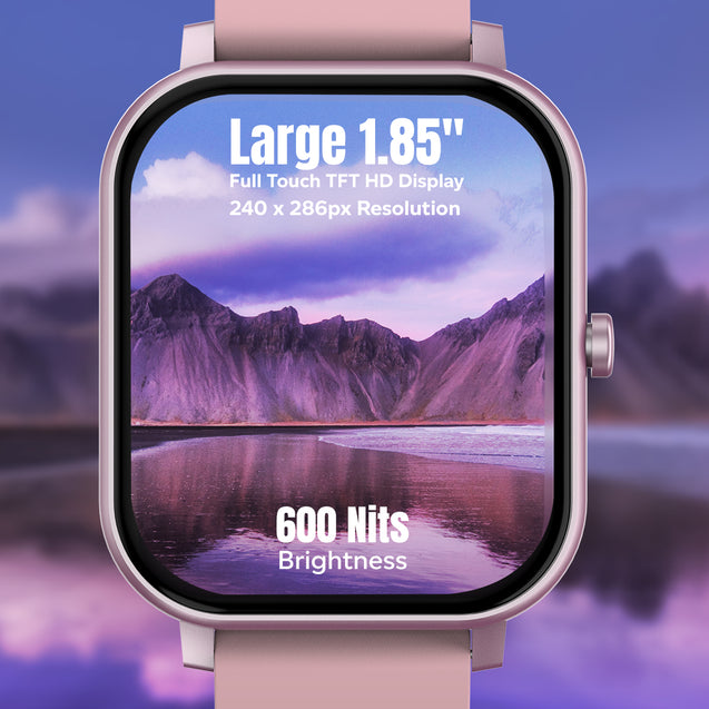 pTron Force X10S Smartwatch with Bluetooth Calling, 1.85" Full Touch Display, 600 NITS Brightness, HR, SpO2, Watch Faces, Voice Assistant, 5 days Battery Life & IP68 Waterproof (Pink)