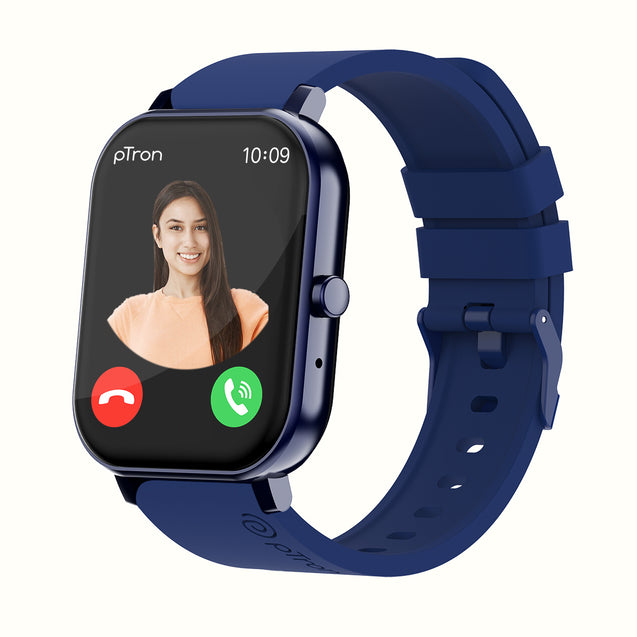 pTron Force X10S Smartwatch with Bluetooth Calling, 1.85" Full Touch Display, 600 NITS Brightness, HR, SpO2, Watch Faces, Voice Assistant, 5 days Battery Life & IP68 Waterproof (Blue)