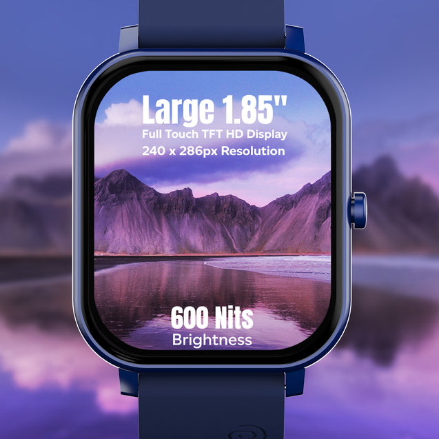 pTron Force X10S Smartwatch with Bluetooth Calling, 1.85" Full Touch Display, 600 NITS Brightness, HR, SpO2, Watch Faces, Voice Assistant, 5 days Battery Life & IP68 Waterproof (Blue)