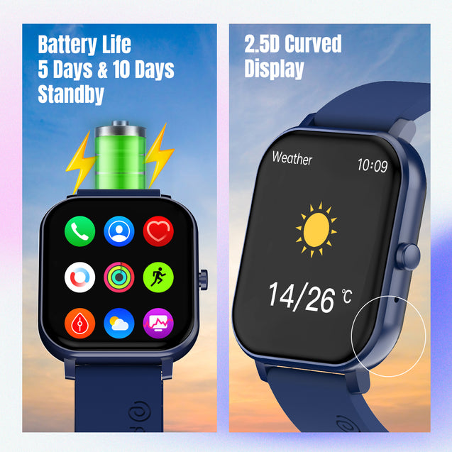 pTron Force X10S Smartwatch with Bluetooth Calling, 1.85" Full Touch Display, 600 NITS Brightness, HR, SpO2, Watch Faces, Voice Assistant, 5 days Battery Life & IP68 Waterproof (Blue)