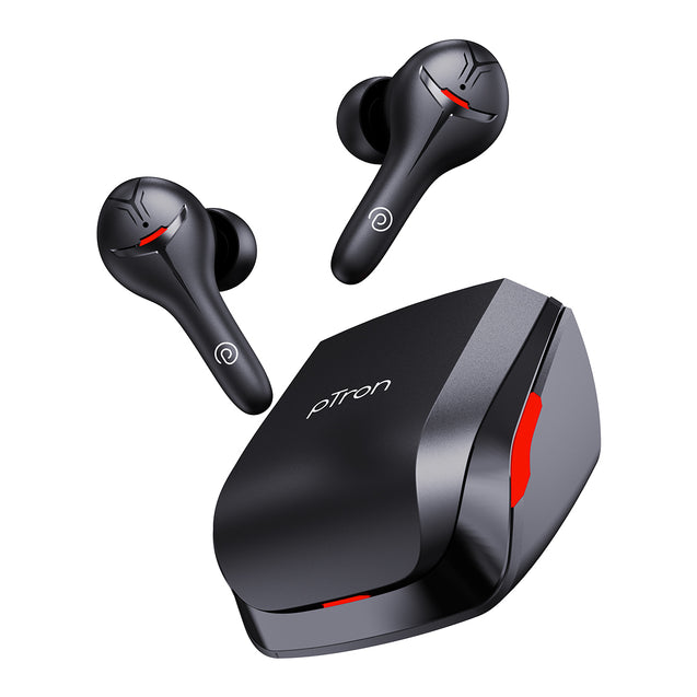 pTron PlayBuds 1 Pro in-Ear TWS Earbuds, Quad Mic Hybrid ENC Calls, 35ms Low Latency Gaming, 50Hrs Playtime, Bluetooth 5.3 Wireless Headphones with Mic, Type-C Fast Charging & IPX5 (Black Matt)