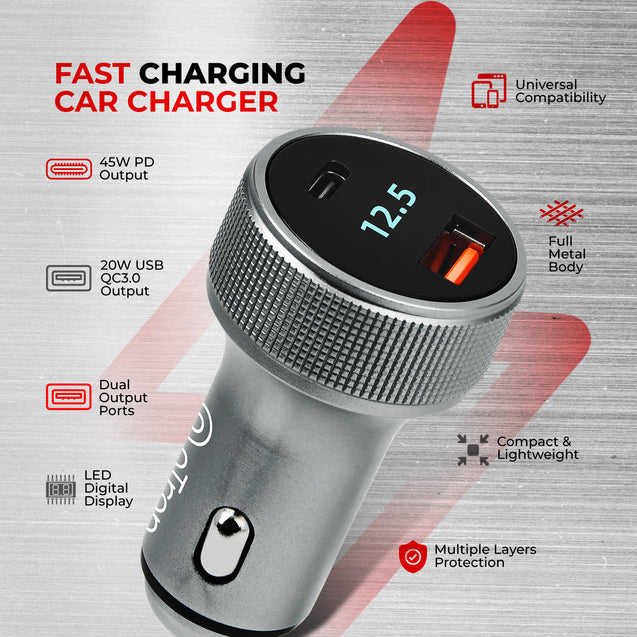 pTron Bullet Ultima 65W Car Charger (Grey)