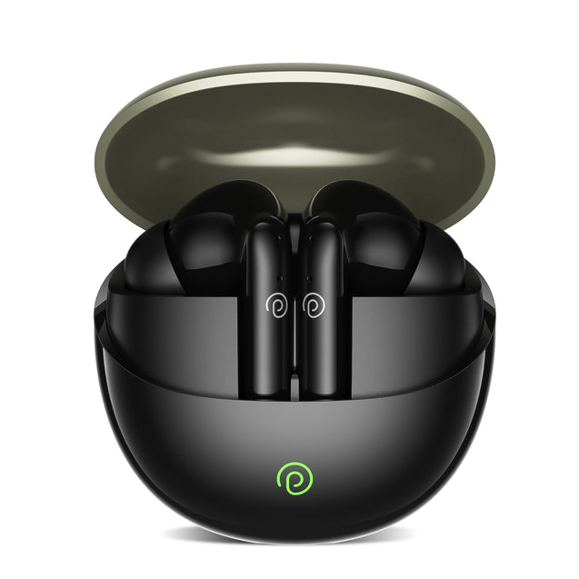 pTron Zenbuds Evo TWS Earbuds, AI-TruTalk Enc Calls, 45Ms Movie/Music Modes, Deep Bass, 32Hrs Playtime, Bluetooth 5.3 Headphones, IPX5 Water Resistant & Type-C Fast Charging (Black)