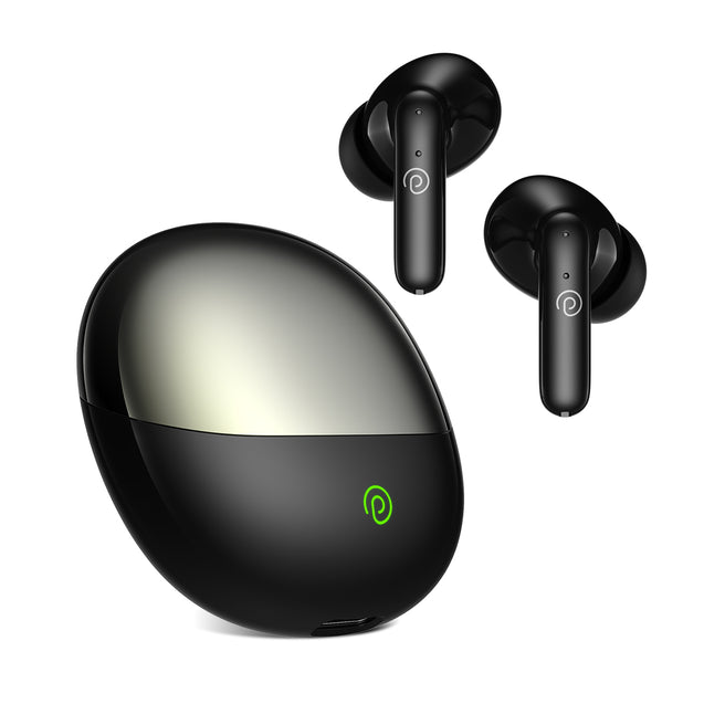 pTron Zenbuds Evo TWS Earbuds, AI-TruTalk Enc Calls, 45Ms Movie/Music Modes, Deep Bass, 32Hrs Playtime, Bluetooth 5.3 Headphones, IPX5 Water Resistant & Type-C Fast Charging (Black)