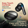 pTron Zenbuds Evo TWS Earbuds, AI-TruTalk Enc Calls, 45Ms Movie/Music Modes, Deep Bass, 32Hrs Playtime, Bluetooth 5.3 Headphones, IPX5 Water Resistant & Type-C Fast Charging (Black)