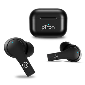 pTron Bassbuds Tango In-Ear TWS Earbuds, TruTalk AI-ENC Calls, Movie Mode, 40Hrs Playtime, Bluetooth 5.1 Headphone with HD Mics, Touch Control, IPX4 Water-Resistant & Type-C Fast Charging (Bold Black)