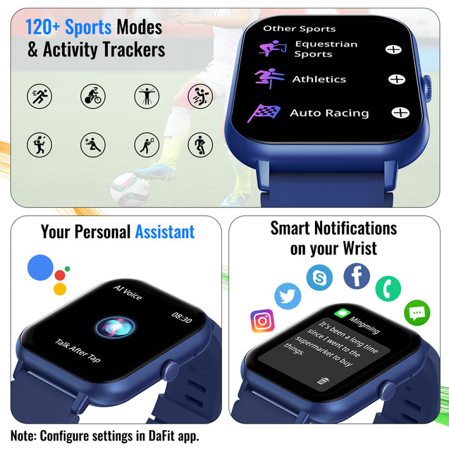 pTron Reflect Ace Bluetooth Calling Smartwatch (Blue)