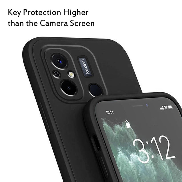 pTron Back Cover Case for Redmi 12C, Stylish Matt Finish, Shockproof Back Case, Perfect Cut-Outs & Perfect-Fit (Black)