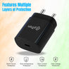 pTron Volta FC17 25W Type-C to Type-C PD Superfast USB TypeC Charger for Samsung S21/S21+/S21 Ultra/S20/S20+/S20 Ultra/Note 20/Note 20 Ultra/Note 10/Note10+ M51/M42/F23 5G/M53 5G (Charger only) Black