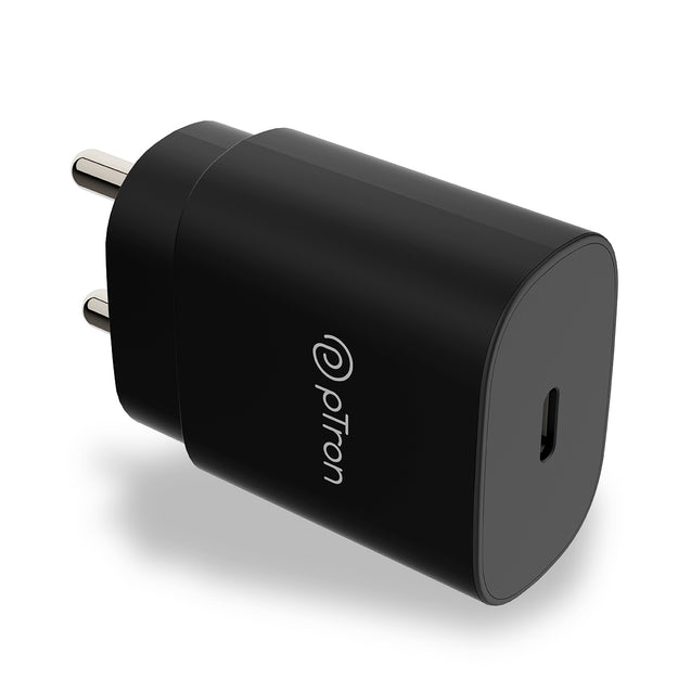 pTron Volta FC17 25W Type-C to Type-C PD Superfast USB TypeC Charger for Samsung S21/S21+/S21 Ultra/S20/S20+/S20 Ultra/Note 20/Note 20 Ultra/Note 10/Note10+ M51/M42/F23 5G/M53 5G (Charger only) Black