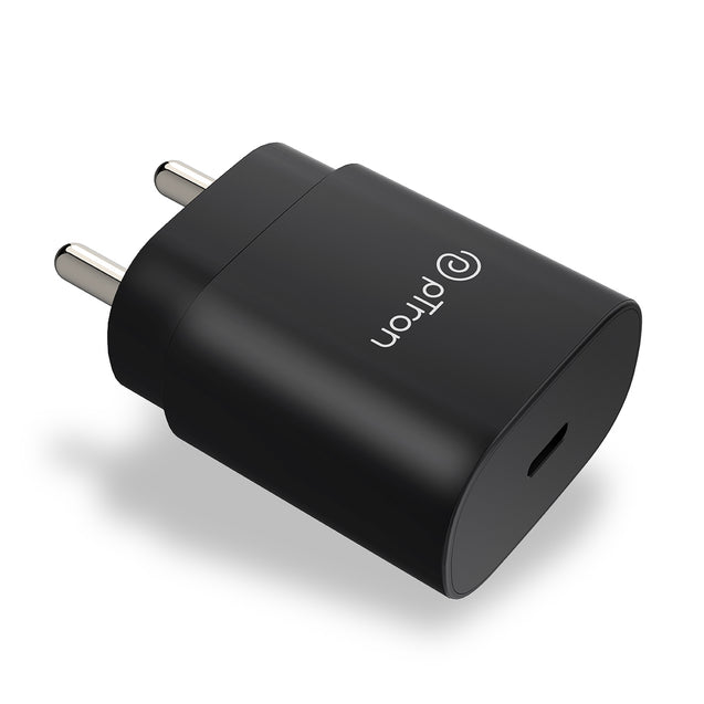 pTron Volta FC17 25W Type-C to Type-C PD Superfast USB TypeC Charger for Samsung S21/S21+/S21 Ultra/S20/S20+/S20 Ultra/Note 20/Note 20 Ultra/Note 10/Note10+ M51/M42/F23 5G/M53 5G (Charger only) Black