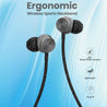 pTron InTunes Ultima in-Ear Wireless Earphones with Mic, 18 Hrs Music with Mega Bass, Bluetooth 5.0 Neckband, Lightweight, Voice Assistant, Type-C Fast Charging, IPX4 Water Resistant (Black & Grey)