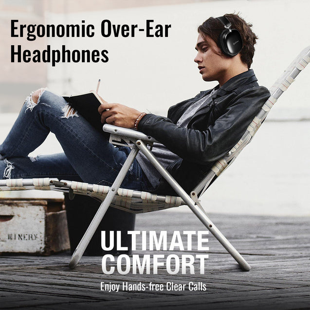 pTron Studio Ultima 35dB ANC Hybrid Active Noise Cancelling Over-Ear Headphones, 70Hrs Playtime, Punchy Bass, HD Mic, Bluetooth 5.3, Voice Assistant & Type-C Fast Charging (Black)