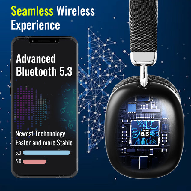 pTron Studio Ultima 35dB ANC Hybrid Active Noise Cancelling Over-Ear Headphones, 70Hrs Playtime, Punchy Bass, HD Mic, Bluetooth 5.3, Voice Assistant & Type-C Fast Charging (Black)