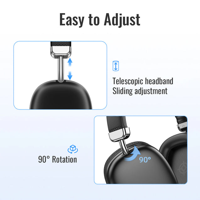 pTron Studio Ultima 35dB ANC Hybrid Active Noise Cancelling Over-Ear Headphones, 70Hrs Playtime, Punchy Bass, HD Mic, Bluetooth 5.3, Voice Assistant & Type-C Fast Charging (Black)