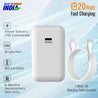 pTron Volta Zip 20W PD Fast Charger for iPhone 14/14 Plus/14 Pro/14 Pro Max,iPhone 13/13 Pro/13 Pro Max/13 Mini,12/12 Mini/12 Pro Max,iPhone 11 Series with PD3.0, Type-C 20W Adapter with Cable (White)