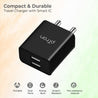 pTron Volta 12W Dual Port USB Wall Charger with 1M Micro USB Cable, Multi-Layer Protection, Made in India, BIS Certified, Fast Charging Adaptor for All iOS & Android Devices (Black)