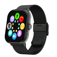 pTron Pulsefit P61+ 1.85" Full Touch Display Bluetooth Calling Smartwatch, Functional Crown, 580 NITS Brightness, Mesh Metal Strap, HR, SpO2, Watch Faces, Inbuilt Games & 5 Days Battery Life (Black)