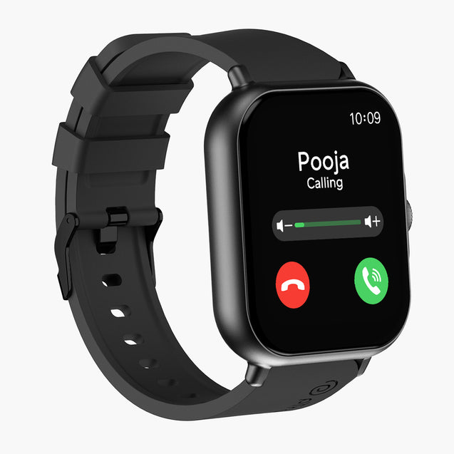 pTron Pulsefit P61+ 1.85" Full Touch Display Bluetooth Calling Smartwatch, Functional Crown, 580 NITS Brightness, Mesh Metal Strap, HR, SpO2, Watch Faces, Inbuilt Games & 5 Days Battery Life (Black)