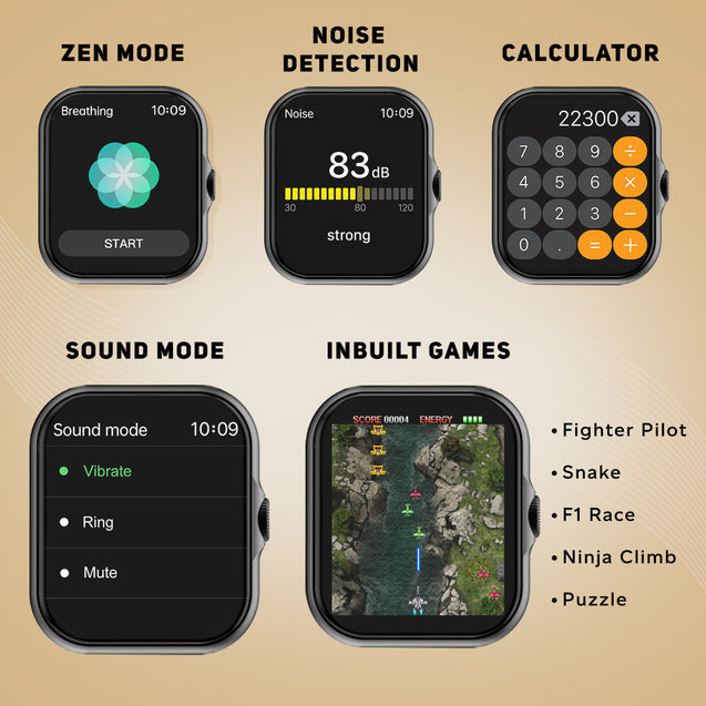 pTron Pulsefit P61+ 1.85" Full Touch Display Bluetooth Calling Smartwatch, Functional Crown, 580 NITS Brightness, Mesh Metal Strap, HR, SpO2, Watch Faces, Inbuilt Games & 5 Days Battery Life (Black)