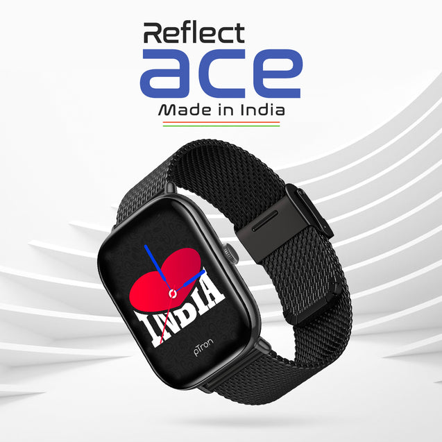 pTron Reflect Ace Smartwatch, Bluetooth Calling, 1.85" Touch Display, 600 NITS Bright, Metal Strap, 120+Sports Mode, High-Speed Realtek Processor, DaFit App & 7days Battery Life (Black)