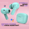 pTron Bassbuds Joy in-Ear Wireless Earbuds, Immersive Sound, 32Hrs Playtime, Clear Calls TWS Earbuds, Bluetooth V5.1 Headphone, Type-C Fast Charging, Voice Assist & IPX4 Water Resistant (Mint Green)