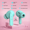 pTron Bassbuds Joy in-Ear Wireless Earbuds, Immersive Sound, 32Hrs Playtime, Clear Calls TWS Earbuds, Bluetooth V5.1 Headphone, Type-C Fast Charging, Voice Assist & IPX4 Water Resistant (Mint Green)