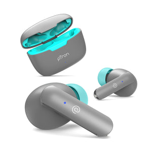 pTron Bassbuds Duo in-Ear Wireless Earbuds, Immersive Sound, 32Hrs Playtime, Clear Calls TWS Earbuds, Bluetooth V5.1 Headphones, Type-C Fast Charging, Voice Assistant &amp; IPX4 Water Resistant (Grey)