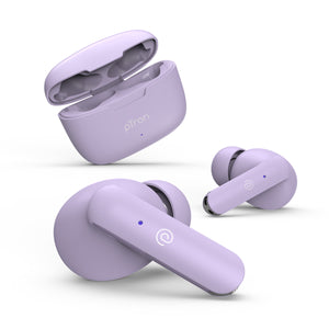 pTron Bassbuds Joy in-Ear Wireless Earbuds, Immersive Sound, 32Hrs Playtime, Clear Calls TWS Earbuds, Bluetooth V5.1 Headphone, Type-C Fast Charging, Voice Assist & IPX4 Water Resistant (Light Lilac)