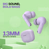 pTron Bassbuds Joy in-Ear Wireless Earbuds, Immersive Sound, 32Hrs Playtime, Clear Calls TWS Earbuds, Bluetooth V5.1 Headphone, Type-C Fast Charging, Voice Assist & IPX4 Water Resistant (Light Lilac)