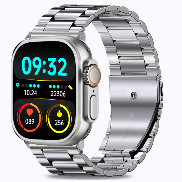 pTron Reflect Pro Plus Smartwatch, Bluetooth Calling, 2.01" Full Touch Display, Full Metal Body, 600 NITS, Digital Crown,100+ Watch Faces,HR,SpO2,Voice Assist, 5 Days Battery Life (Silver)